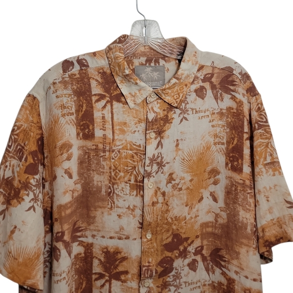Margaritaville short sleeve button down silk linen blend hawaiian shirt size 2XL - Picture 4 of 9
